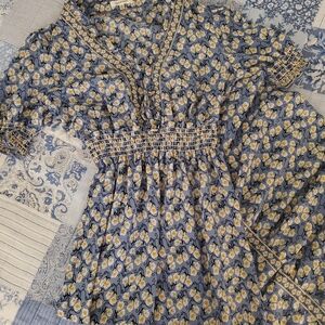 Max Studio Blue and Yellow Floral Maxi Dress